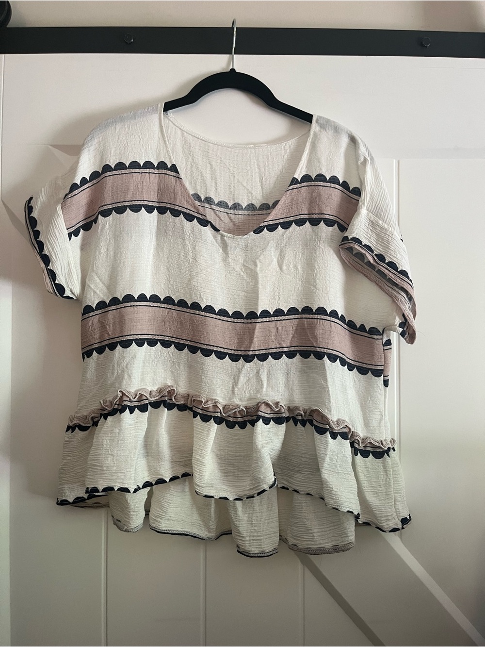Striped Peplum Ruffle Top